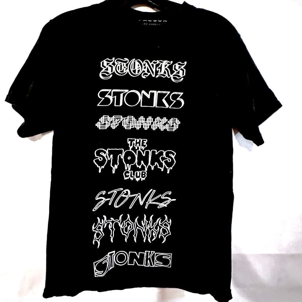 Pacsun Stonks Club Size Small tee Shirt BLack Cotton Rare HTF punk rock